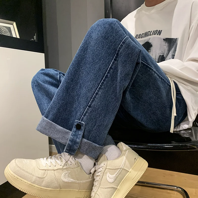 Blue Black Baggy Jeans Men Fashion Retro Straight Jeans Men Streetwear Hip-hop Loose Denim Pants Mens Trousers Large Size M-5XL