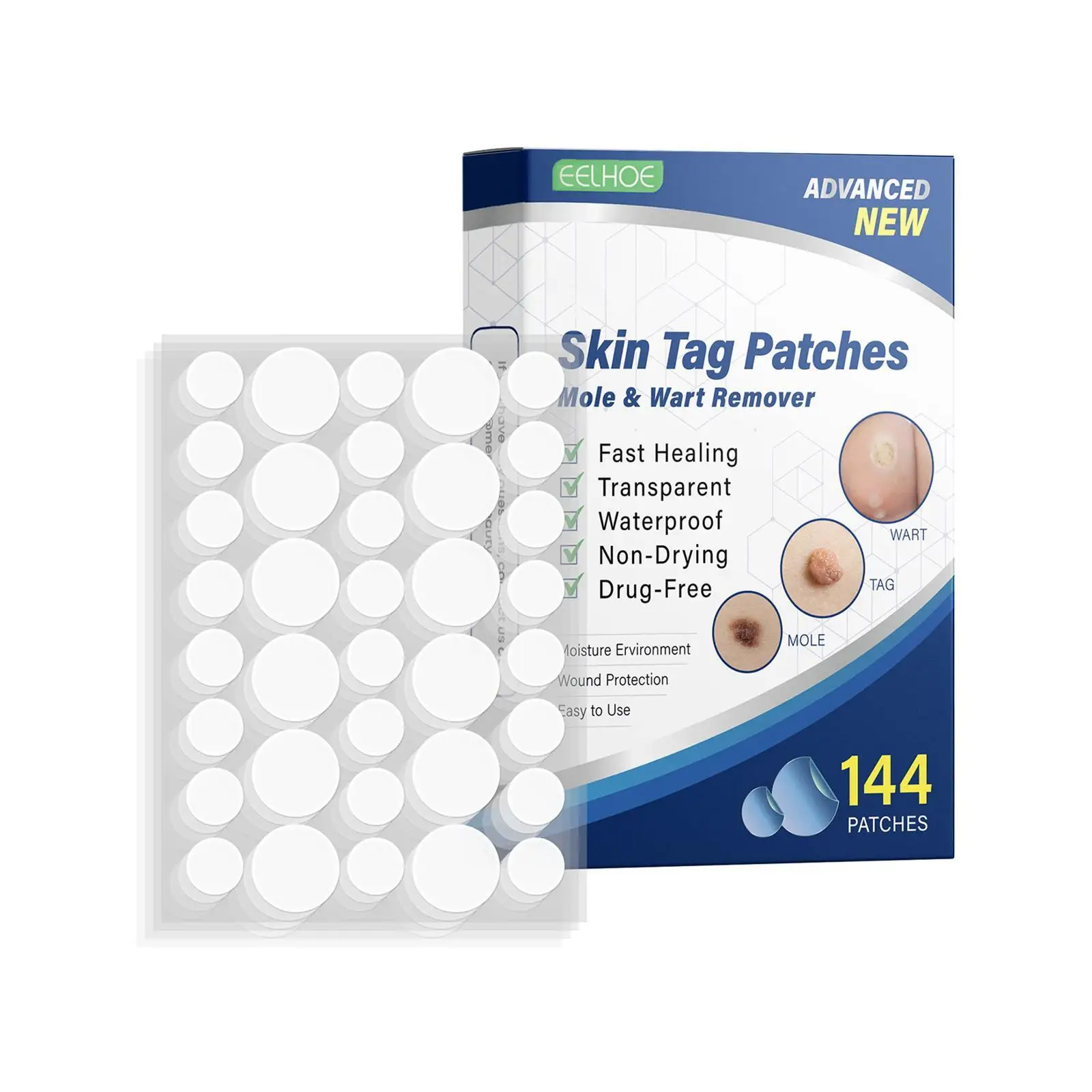 

144pcs/box Wart Removal Patches Mole Warts Removal Sticker Natural Ingredients Skin Tag Remover Stickers