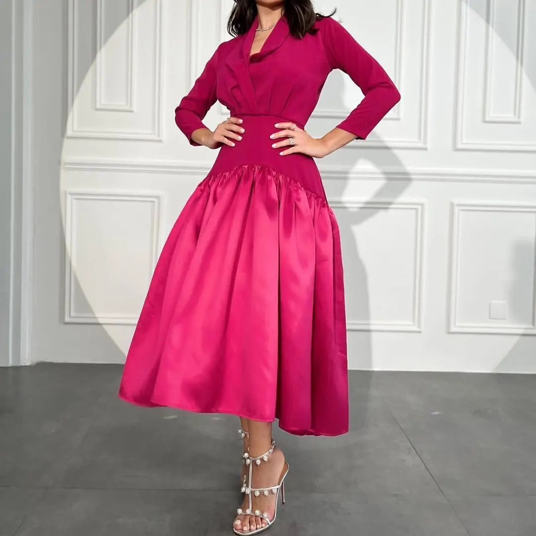 

Sayulita Prom Dresses V Neck Long Sleeves جديد في فساتين Empire Waist Saudi Arabia Women Wear Evening Party A Line Vestidos
