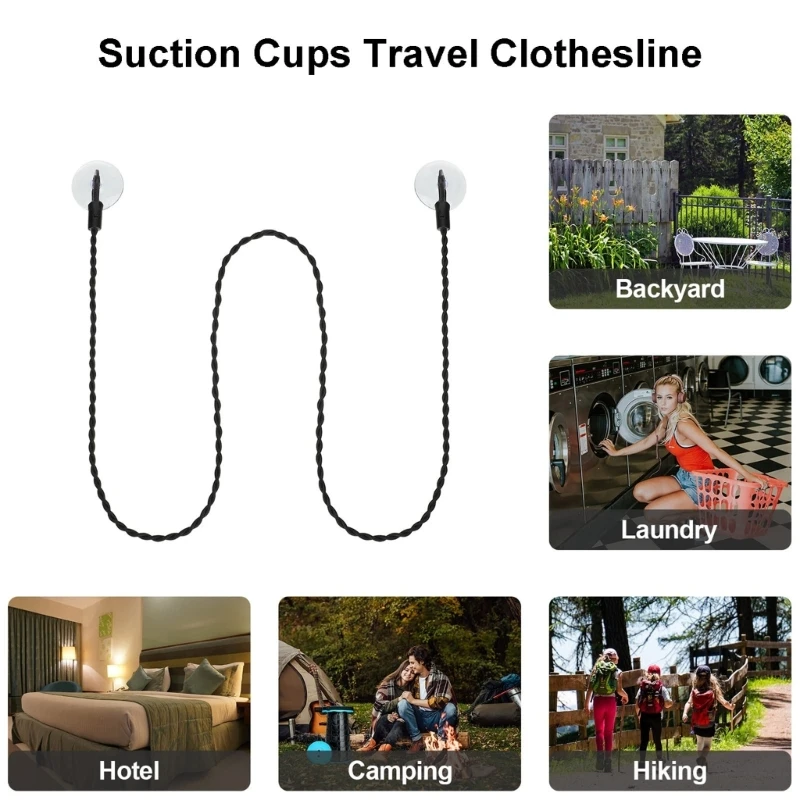 

2pcs Travel Clothesline Retractable Clotheslines with Hooks and Suction Cups Camping Accessories for Indoor Outdoor DropShip