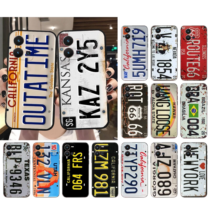 

Retro License Plate Phone Case For VIVO Y53S Y33S Y22S Y11S Y31 Y21 Y70 Y20 Y21S Y72 Y35 Y51 Y01 V23E V21 V23 V21E Case