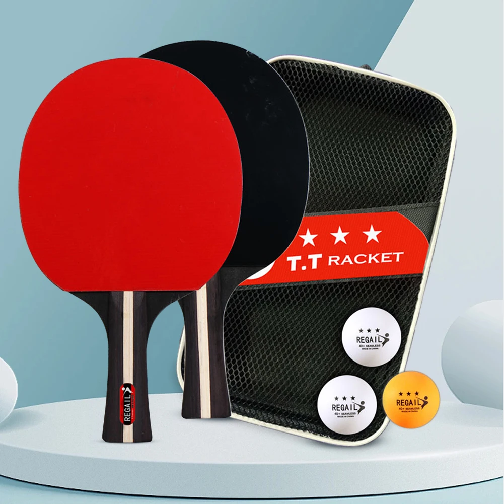 

2PCS Table Tennis Racket Professional Ping Pong Racket Set Pimples-in Rubber Hight Quality Blade Bat Paddle with Bag 3 Balls