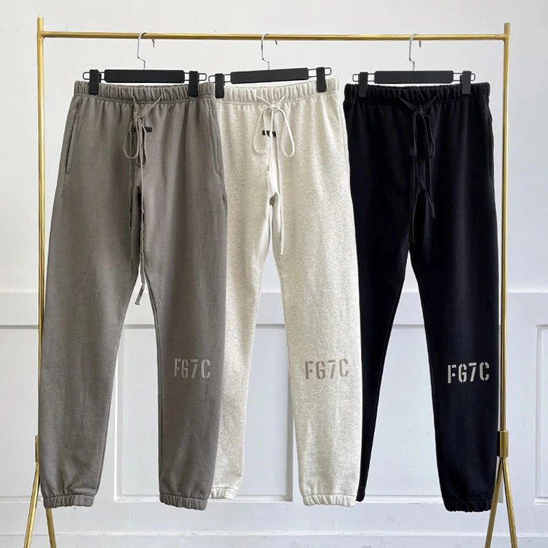 Essentials New Men's Fashion Jogging Pants Flocked Letter FG7C Printed High Quality Hip Hop Loose Oversize Unisex Hoodie Pants