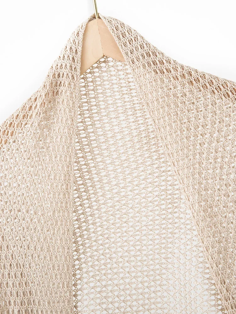 Весенняя ажурная шаль из натурального шелка и кашемира с рукавами женская