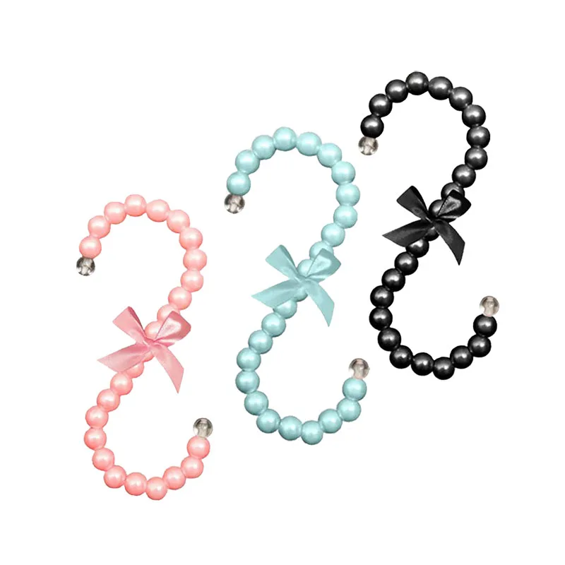 

5 Pcs/ Lot Colorful Fancy Pearl Scarf Bag S Hook Hanger , Fashion Plastic Handbag Tie Hat Accessories Hanger Rack