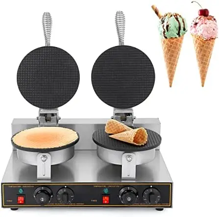 

Cream Cone Maker 110V Waffle Cone Machine 2400W Stainless Steel Non-stick Cone Waffles Maker Double Egg Roll Mold for Restaur