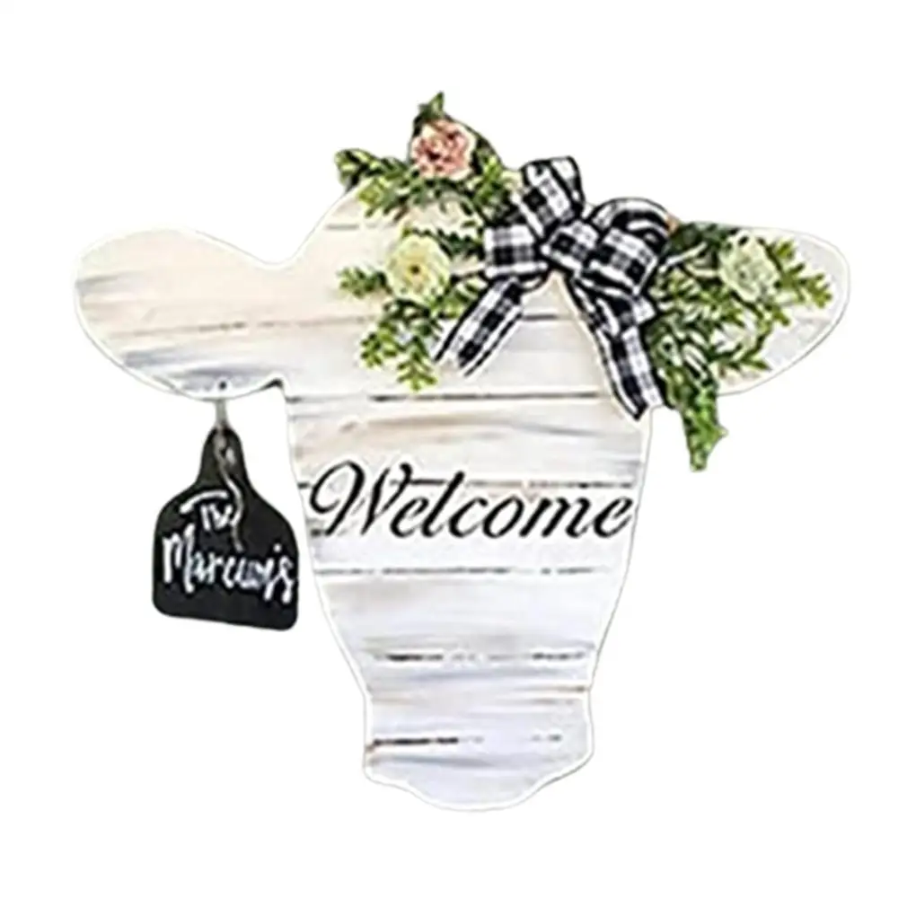 

Welcome Sign Cow Head Door Hanger Animal Head Hanger for Front Door Wall Decor