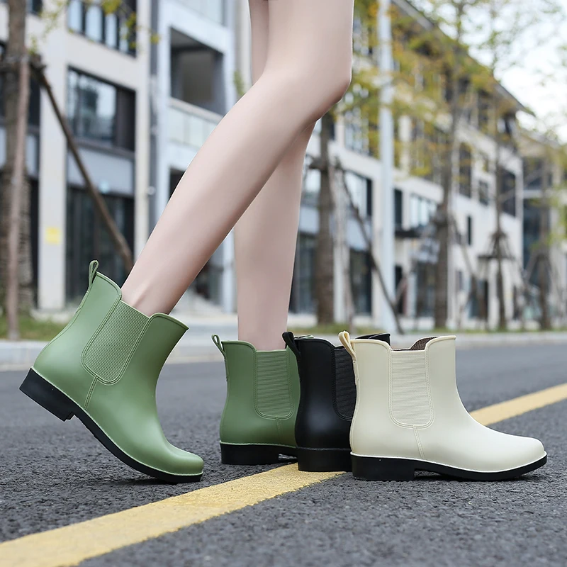 

Round Toe Woman Flat Boots Shoes Luxury Designer Low Summer Ankle Fashion Ladies Water Fabric Lace-Up Slip-On Hoof Heels Rainbo