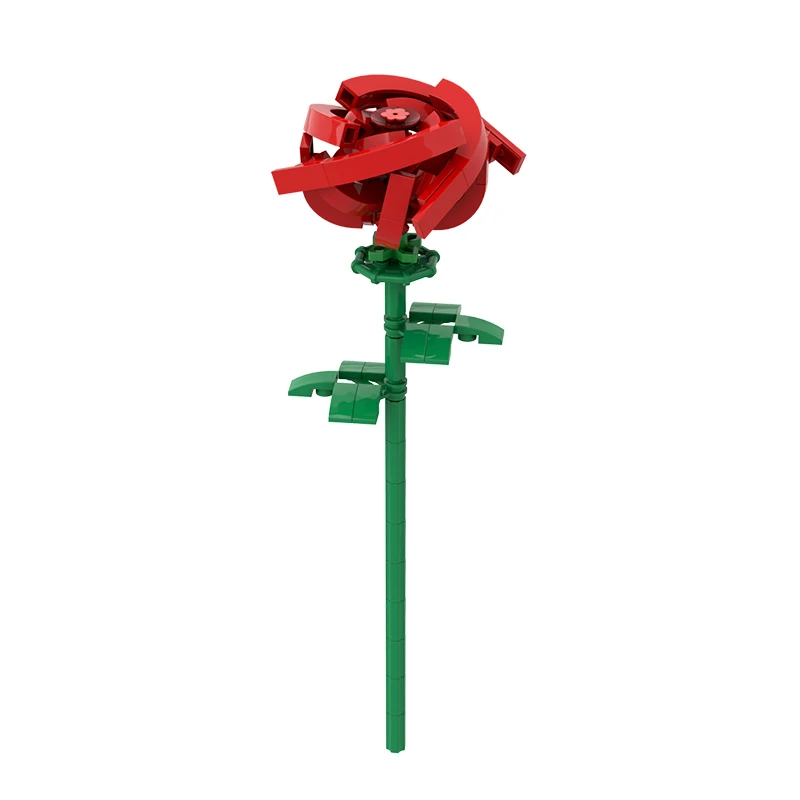 

MOC-14162 Red Rose Potted Flower Short Stem Building Blocks Assemble Brick Parts Kid STEM Toy DIY Collectible Best Birthday Gift
