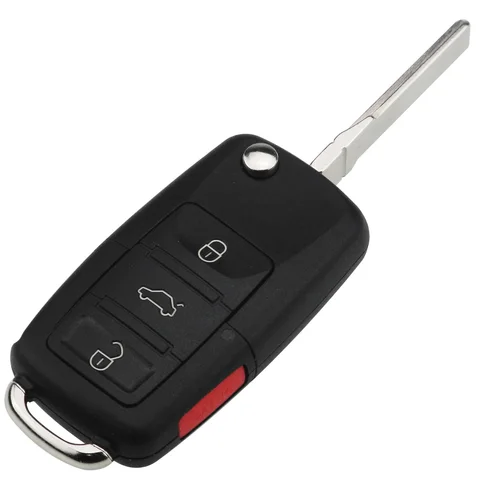 Jingyuqin Uncut Blade 2/3/4 BTN Flip Flip Remote Chave Caso FOB Shell para VW Golf Passat Polo Jetta Touran Bora Sharan