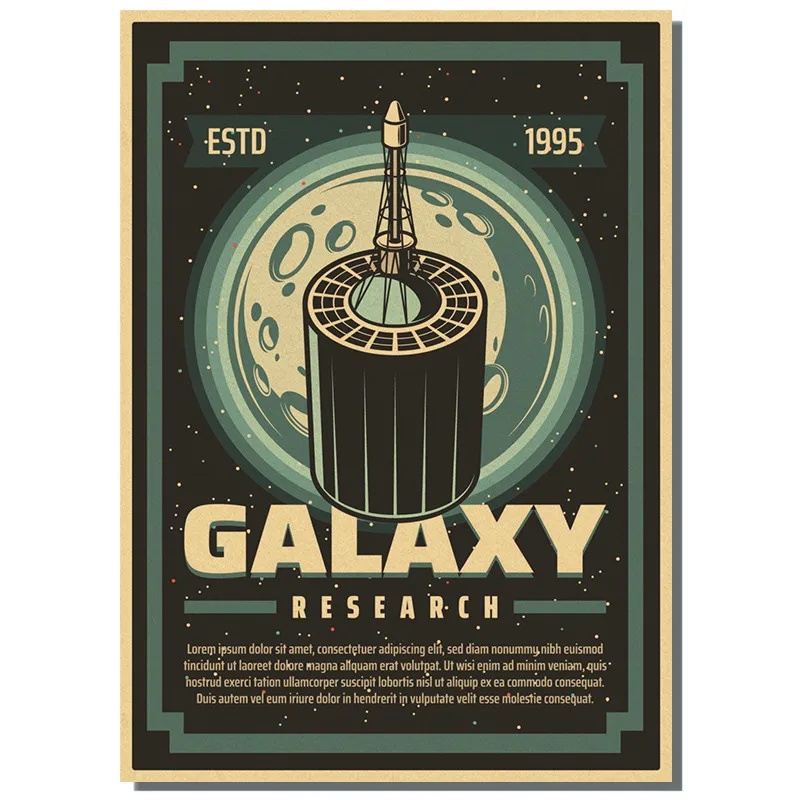 Ретро космические приключения мультфильм искусство НЛО плакат астронавт и