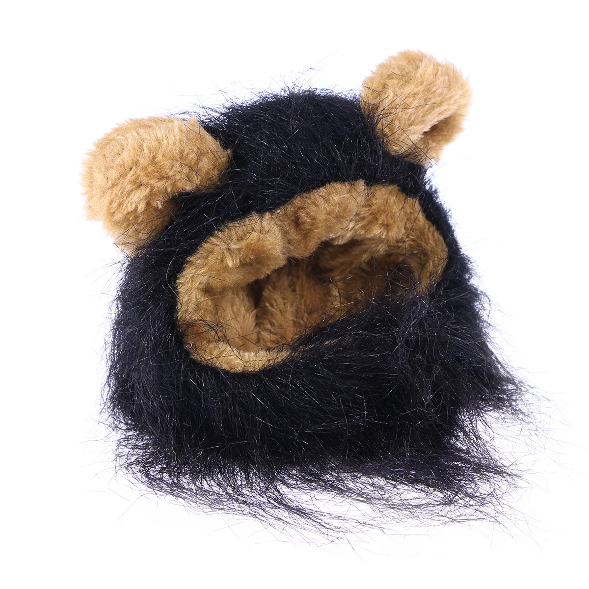 

Adorable Pet Hat Funny Lion Mane Pet Cat Kitty Puppy Cosplay Costumes Hairpiece Caps With Ears for Pet Dog Cat Dress (Black)