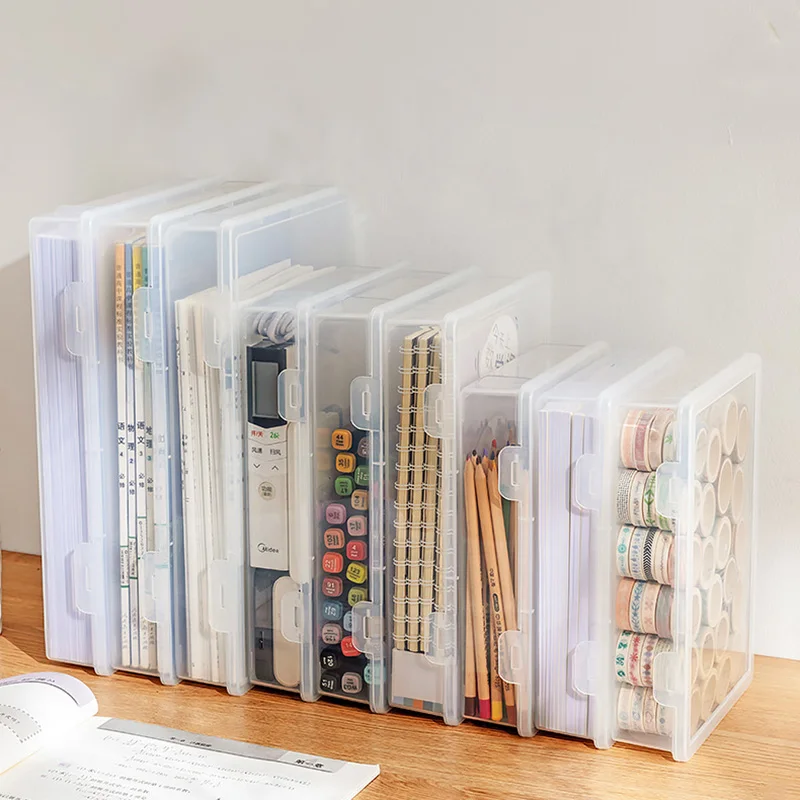 

Desktop Storage Box for Book Document Organizer with Lid Stationery Office Test Paper Storage Case Crayons Container File Box