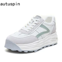autuspin 2022 new arrival sneakers for women fashion spring breathable mesh sports shoes cow leather lace up footwear students