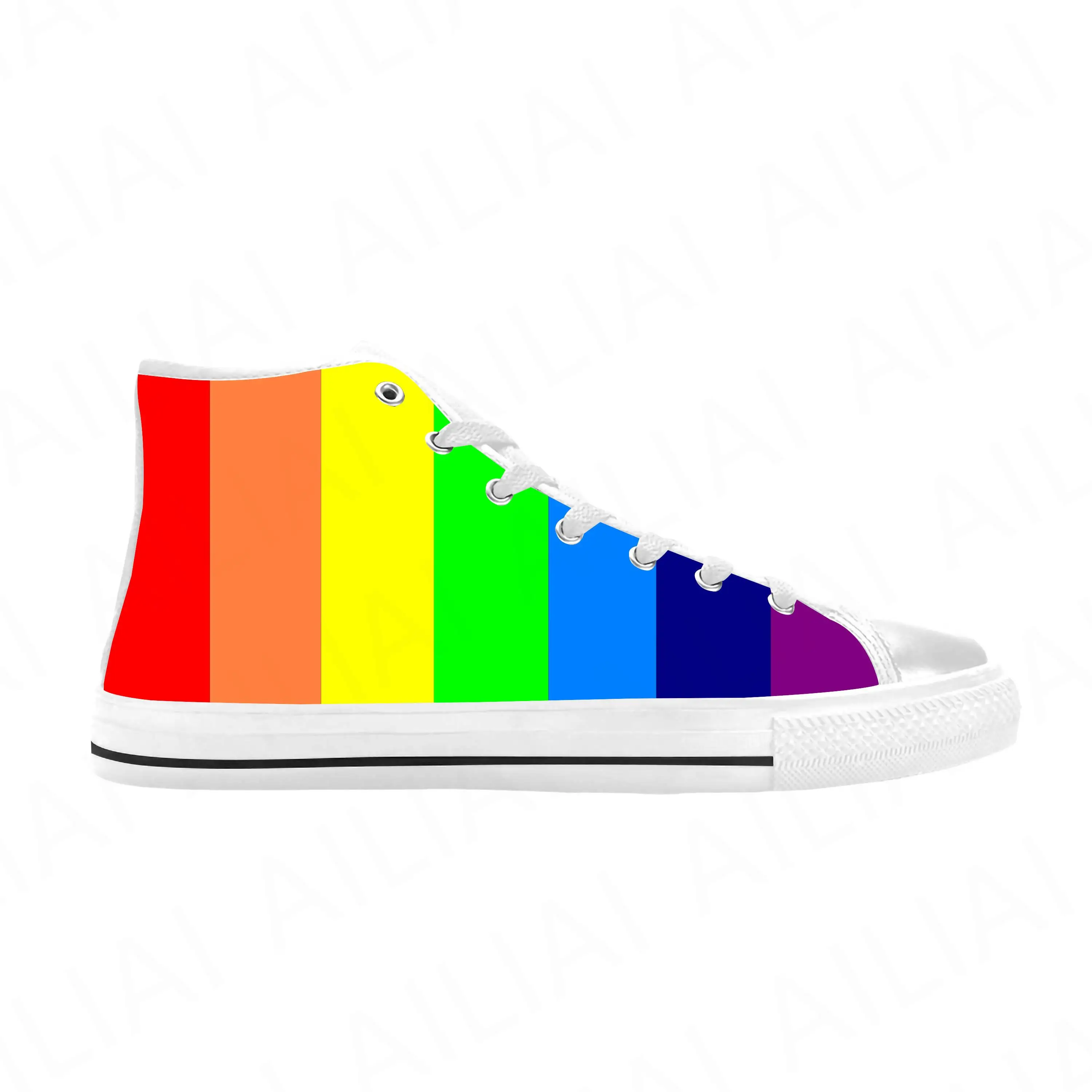 

Rainbow Flag Lgbt Lesbian Gay Bisexuality Lgbtq Casual Cloth Shoes High Top Comfortable Breathable 3D Print Men Women Sneakers