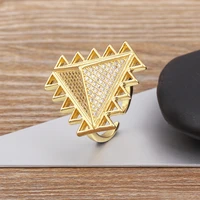 nidin new arrival vintage egypt pyramid gold plated zircon ring punk style triangle opening adjustable party jewelry gifts