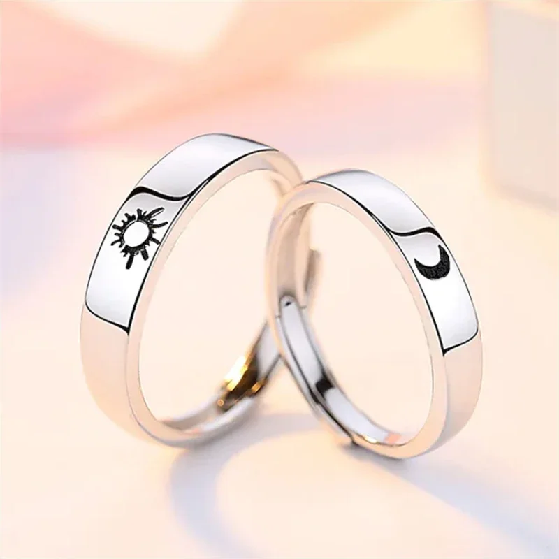 Trupremium 100% 925 Серебряные кольца индивидуальные регулируемые парные с солнцем и