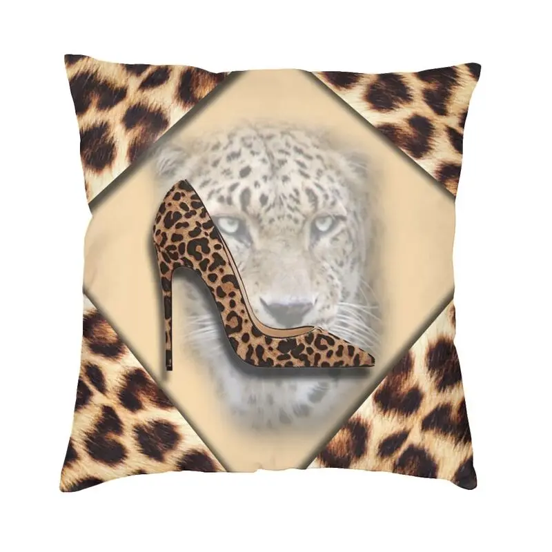 

Чехол-наволочка с леопардовым принтом на высоком каблуке, 45x45 см