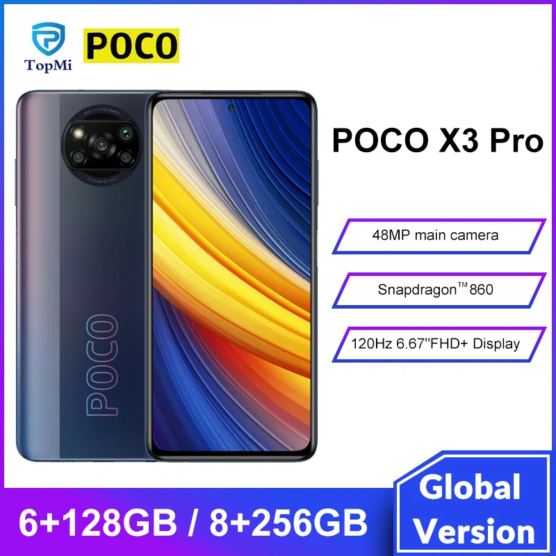 Смартфон глобальная версия POCO X3 Pro 6 ГБ 128 8 256 NFC Snapdragon 860 FHD + 120 Гц DotDisplay 5160 мАч 33WQuad