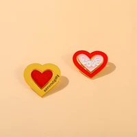 2pcs love combination brooch metal badge pink heart novel creative badge buckle needle spur needle accessories pin button