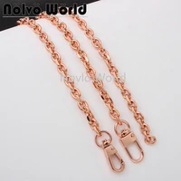 1 5 10pieces 100 120 130cm 7 5mm width rose gold color iron chains with two kinds of snap hooks for chains purse bag parts