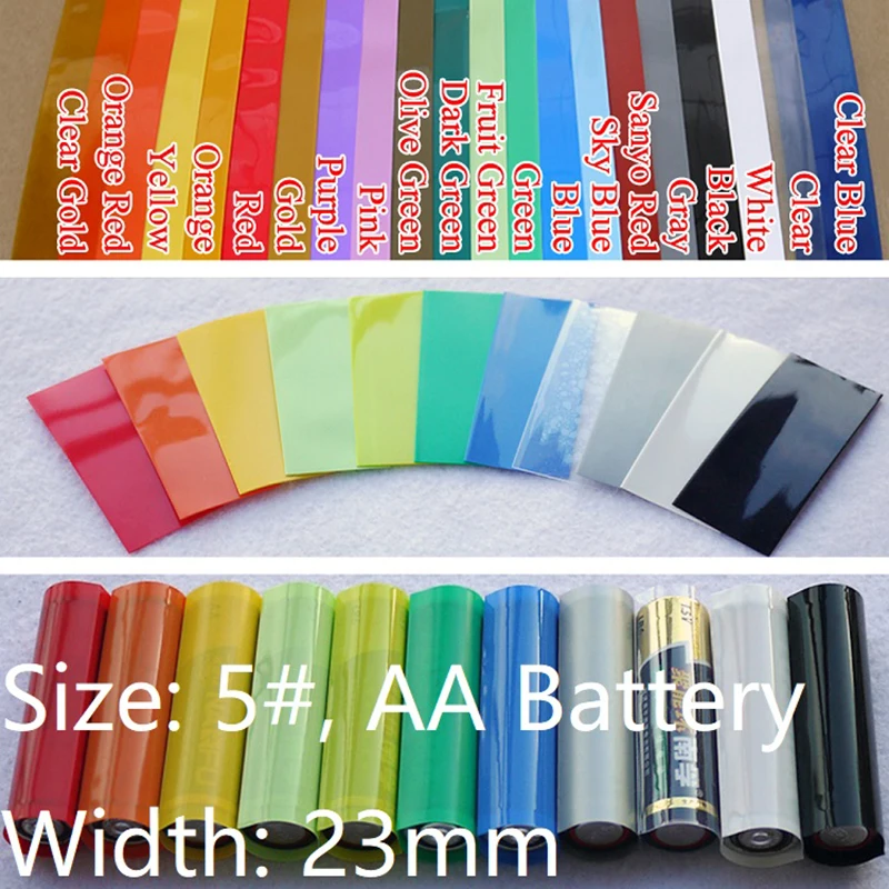 

50/100/200/500Pcs AA Battery PVC Heat Shrink Tube Width 23mm Length 53mm Insulated Film Wrap Protect Case Pack Wire Cable Sleeve