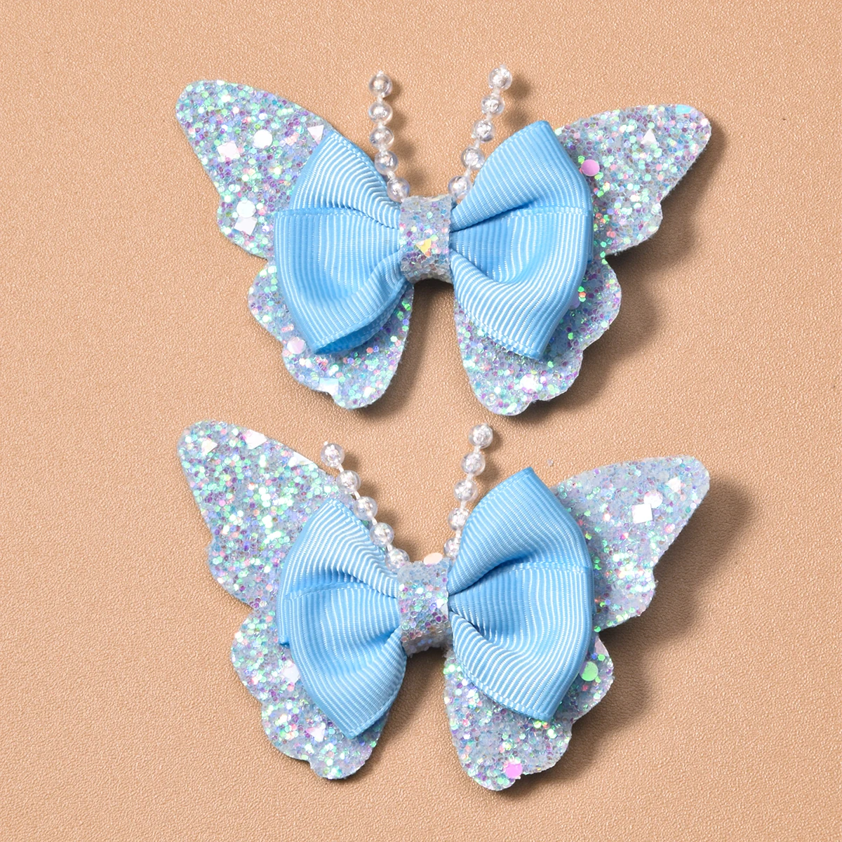 2 заколки для волос с зеленым луком и блестками Y2K