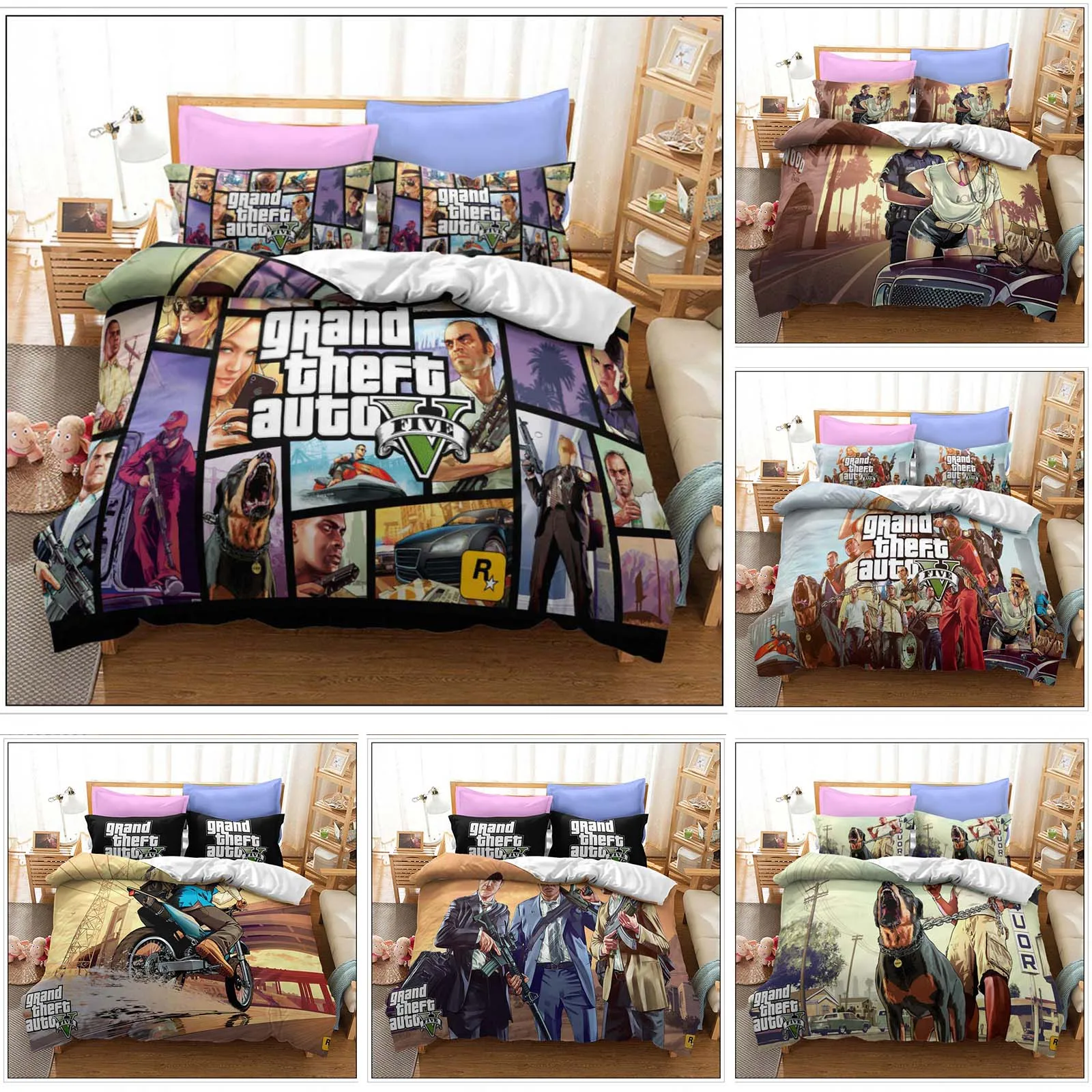 

Популярная игра GTA Grand Theft Авто V Комплект постельного белья Мультяшные пододеяльники детское постельное белье Декор постельное белье с наво...