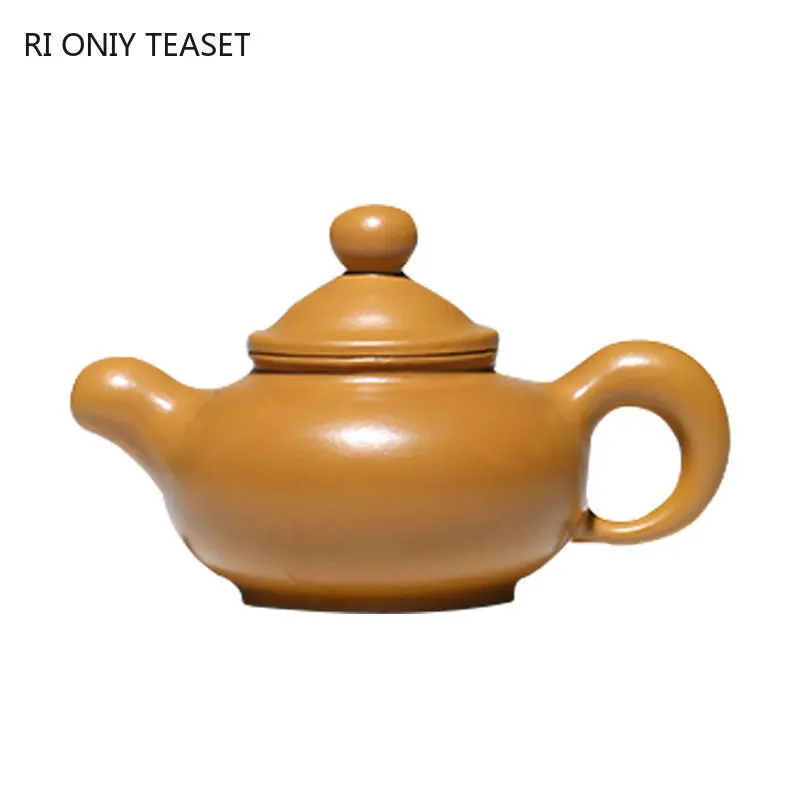 

150ml Yixing Purple Clay Teapots Chinese Famous Artists Handmade Tea Pot Raw Ore Gold Zhu Mud Kettle Zisha Tea Set Gifts