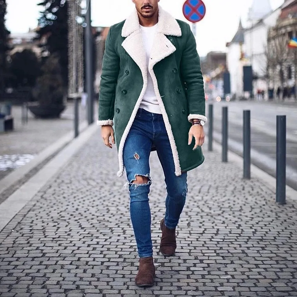 

2023HOT Men's Wool Trench Winter Warm Long Outwear Button Smart Overcoat Coats waterproof windproof winter jacket men