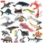 Морские животные Oenux, дельфин, кальмар, креветки, краб, Акула, модель черепахи, экшн-фигурки, аквариум Sealife, миниатюрные Развивающие игрушки для детей