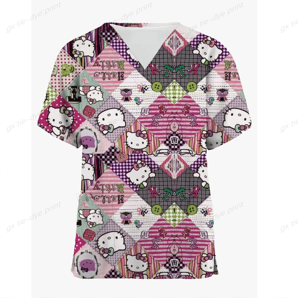 Женская футболка с коротким рукавом V-образным вырезом и карманом