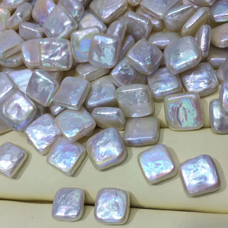 

9-11mm Freshwater Baroque Natural Pearl Beads Flat Square Shape Loose Pearl