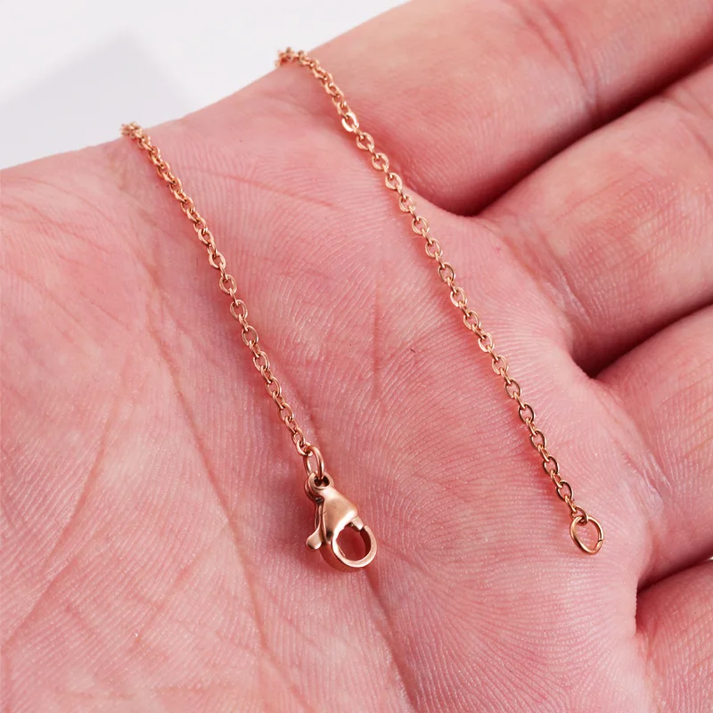2 Pieces Chain Furnace Plated Rose Gold Cross Stainless Steel Chains DIY Necklace Jewelry Accessories 40cm /45cm/ 50cm Fadeless