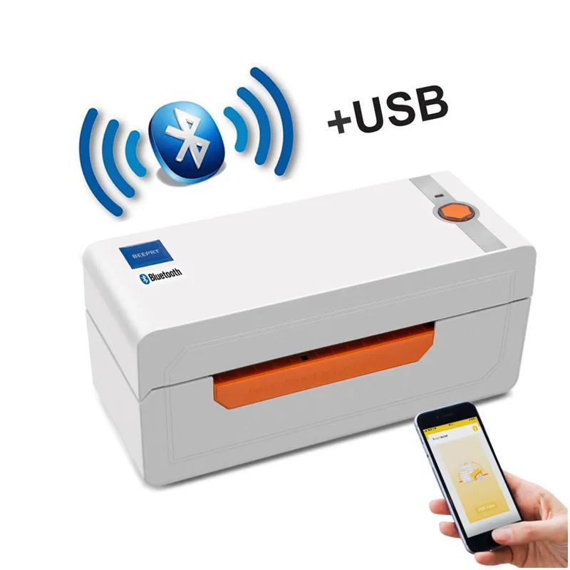 Улучшенный принтер термоэтикеток USB Bluetooth с креплением для печати наклеек на доставку и ценников на товары размером от 48 до 108 мм.