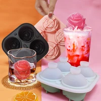 3d silicone rose shape ice cube maker ice cream silicone mold ice ball maker reusable whiskey cocktail mould