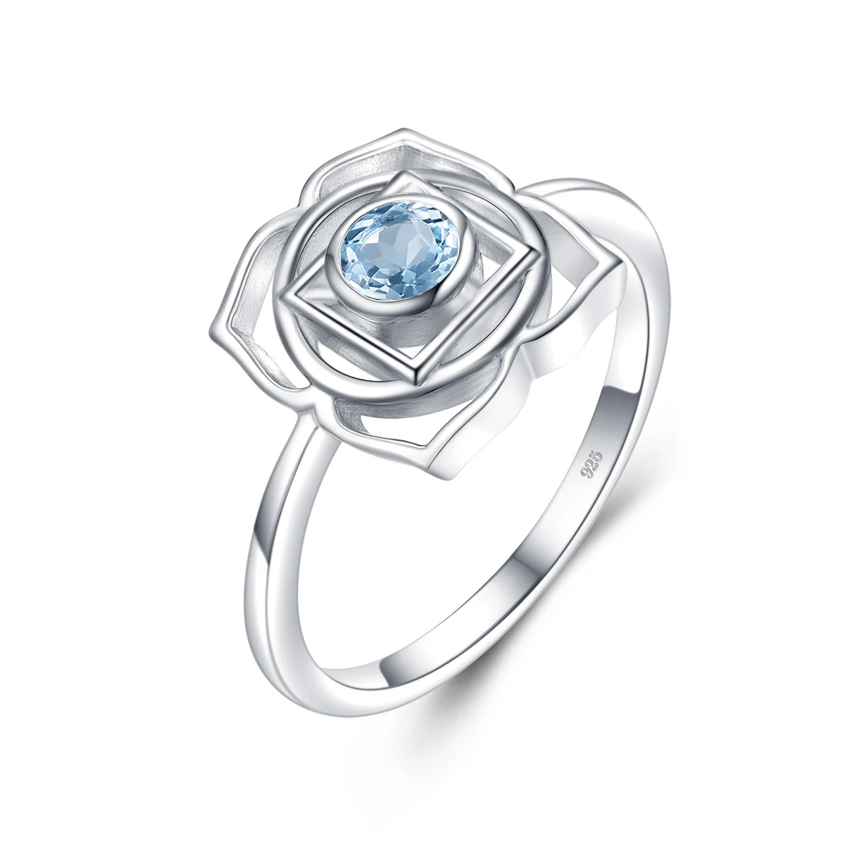 

Classic Rose Flower Rings Aquamarine 925 Sterling Silver Ring for Women Anniversary Gift Trendy Casual Dating Lady Fine Jewelry