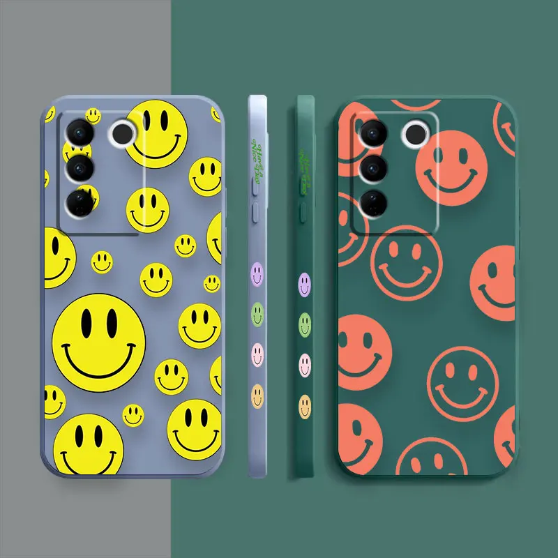 Case For VIVO S5 S6 S7 S9 S9E S10 S12 S15 S16 S16E V19 V20 V21 V23 V25 V27 PRO 5G Case Funda Cqoue Shell Capa Funny Smiling Face