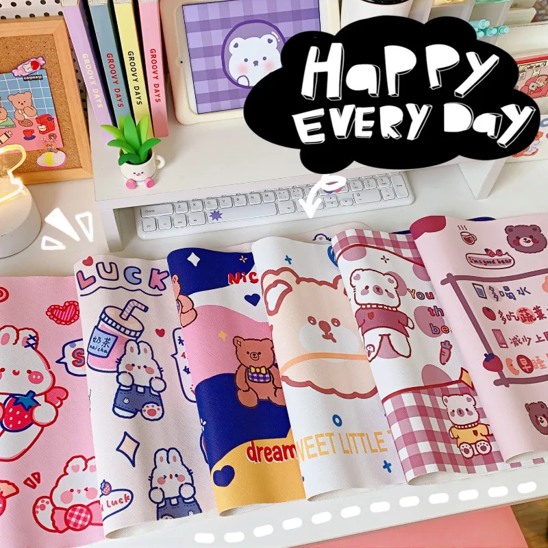 

Милые настольные коврики, милый мультяшный кролик, медведь, водонепроницаемые коврики для мыши, игровой коврик для декоративной комнаты, розовые компьютерные аксессуары