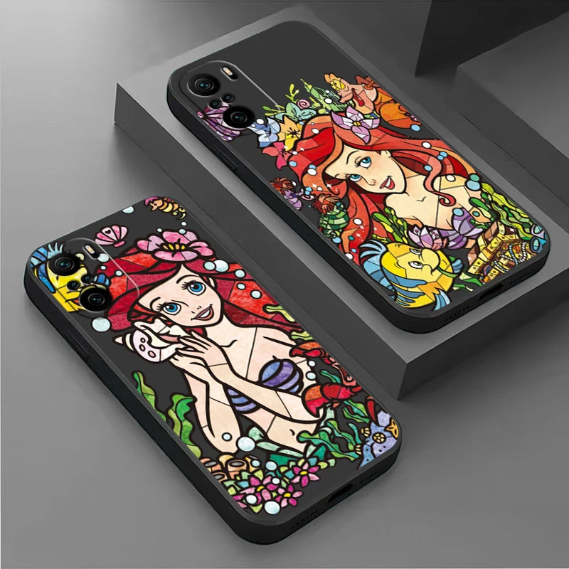 

Disney Princess Ariel Mermaid Phone Case For Xiaomi Redmi Note 11E 11S 11 11T 10 10S 9 9T 9S 8 8T 7 Pro Plus 5G Black Cover