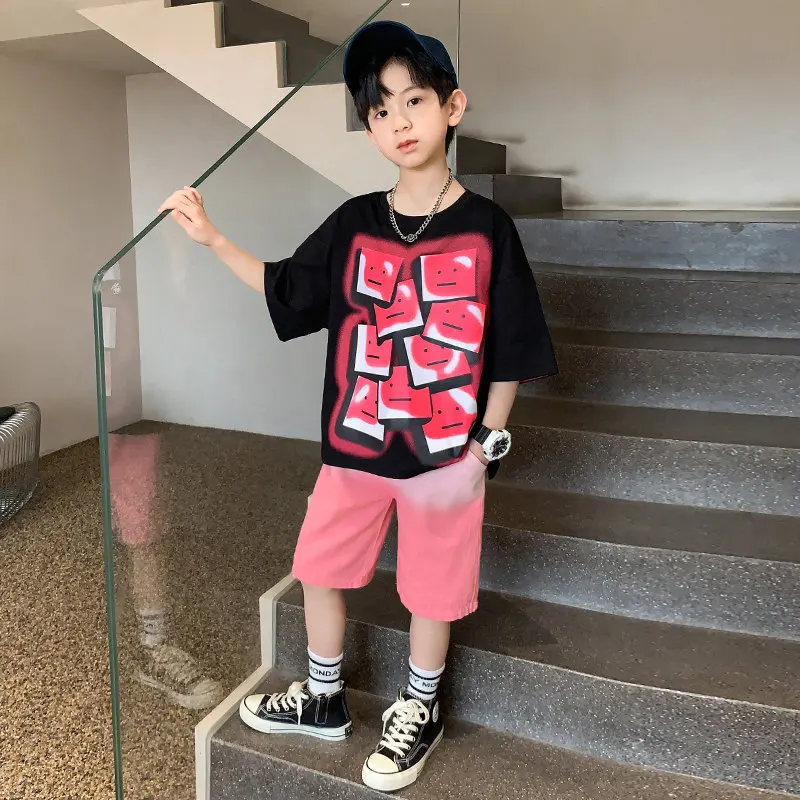 Детский хлопковый комплект одежды с граффити на Возраст 4-13 лет |