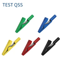 qss 5pcs alligator clips with 2mm socket insulation metal crocodile clamp test accessories for multimeter q 60028
