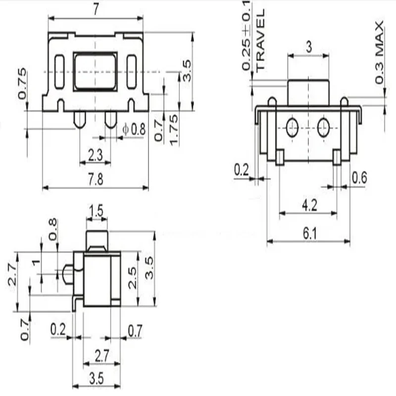 3*6*3 5 мм 3*6 3x6x микро тактильный такт клавиши кнопки SMD кнопочные боковые