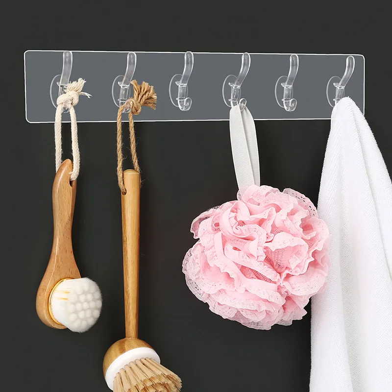 

1PC No Punching Kitchen Bathroom Clothes Rack Storage Hook Wall Hanging Clothes Hooks Door Household Kitchen Clothes Bag Hook