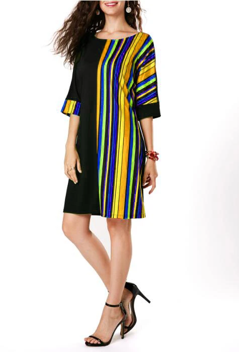 

Полиэстер, женский, другой, с круглым вырезом, рукавом до локтя, другой, трапециевидной формы, длиной до колен, всесезонный, Повседневный, нет