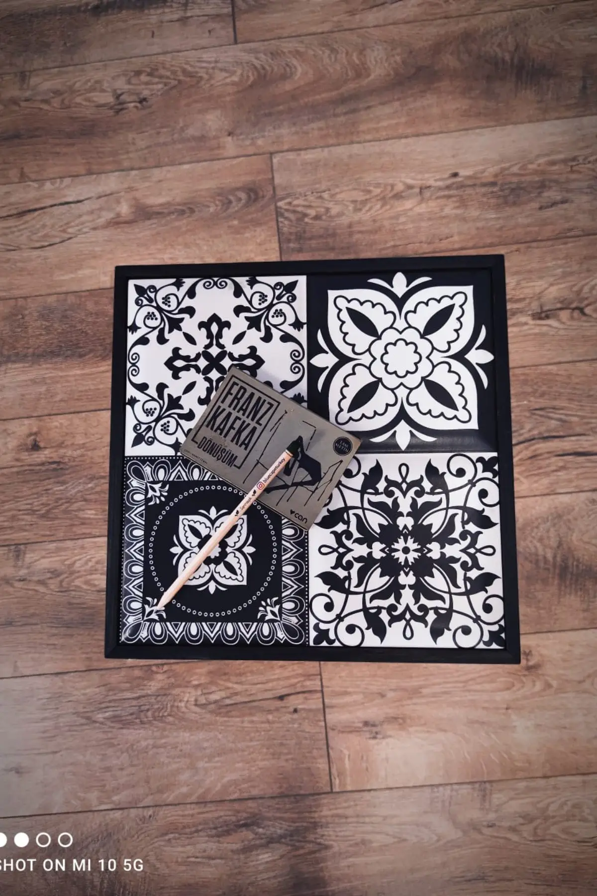 Натуральный твердый керамический кофейный столик Lotus черный 32x32 см мебель для