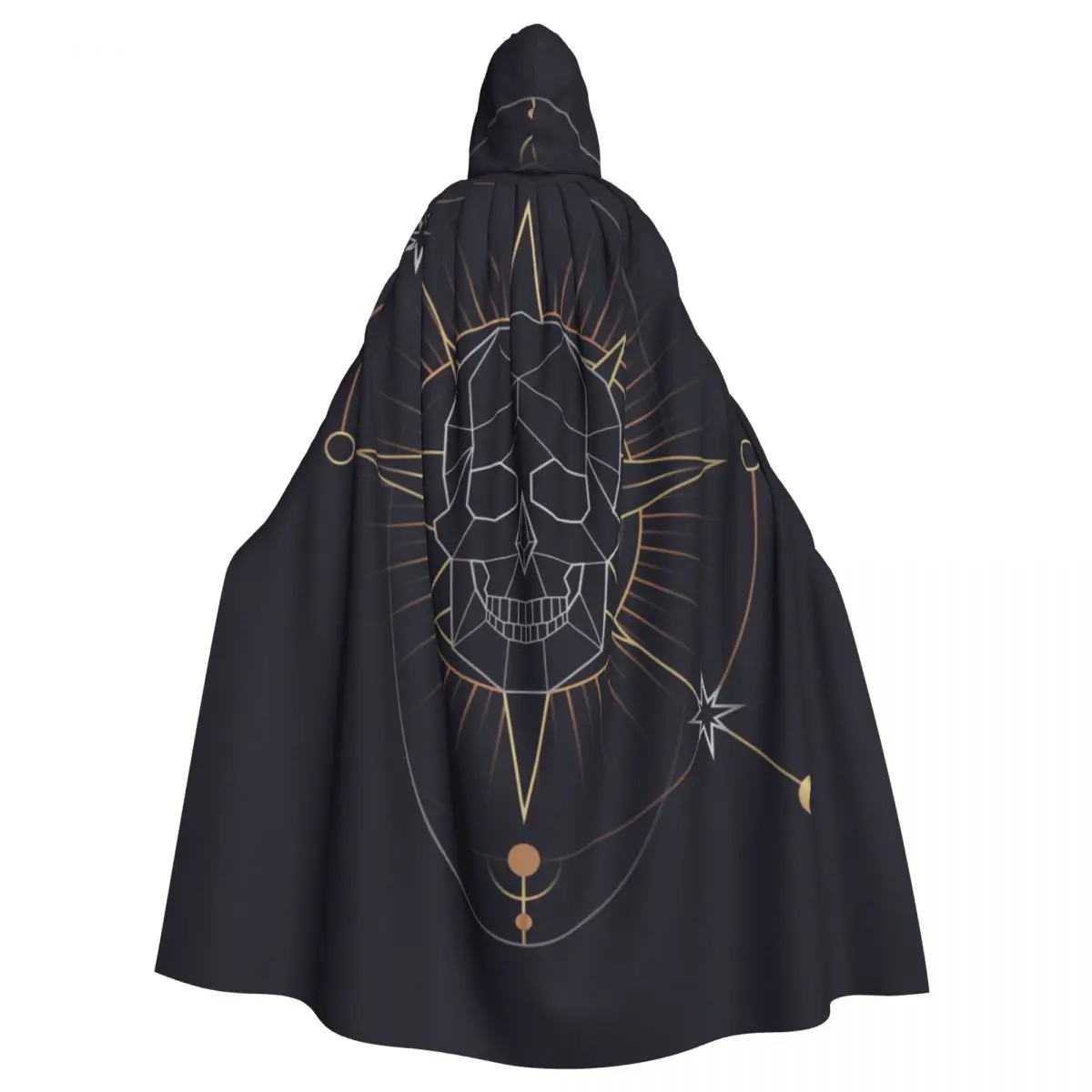 

Geometric Skull Astrological Hooded Cloak Polyester Unisex Witch Cape Costume Accessory