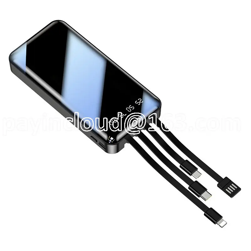 

С кабелем, внешний аккумулятор 30000 мА, зеркальный А, быстрая зарядка, большой емкости, Мобильный блок питания, подарок с принтом логотипа