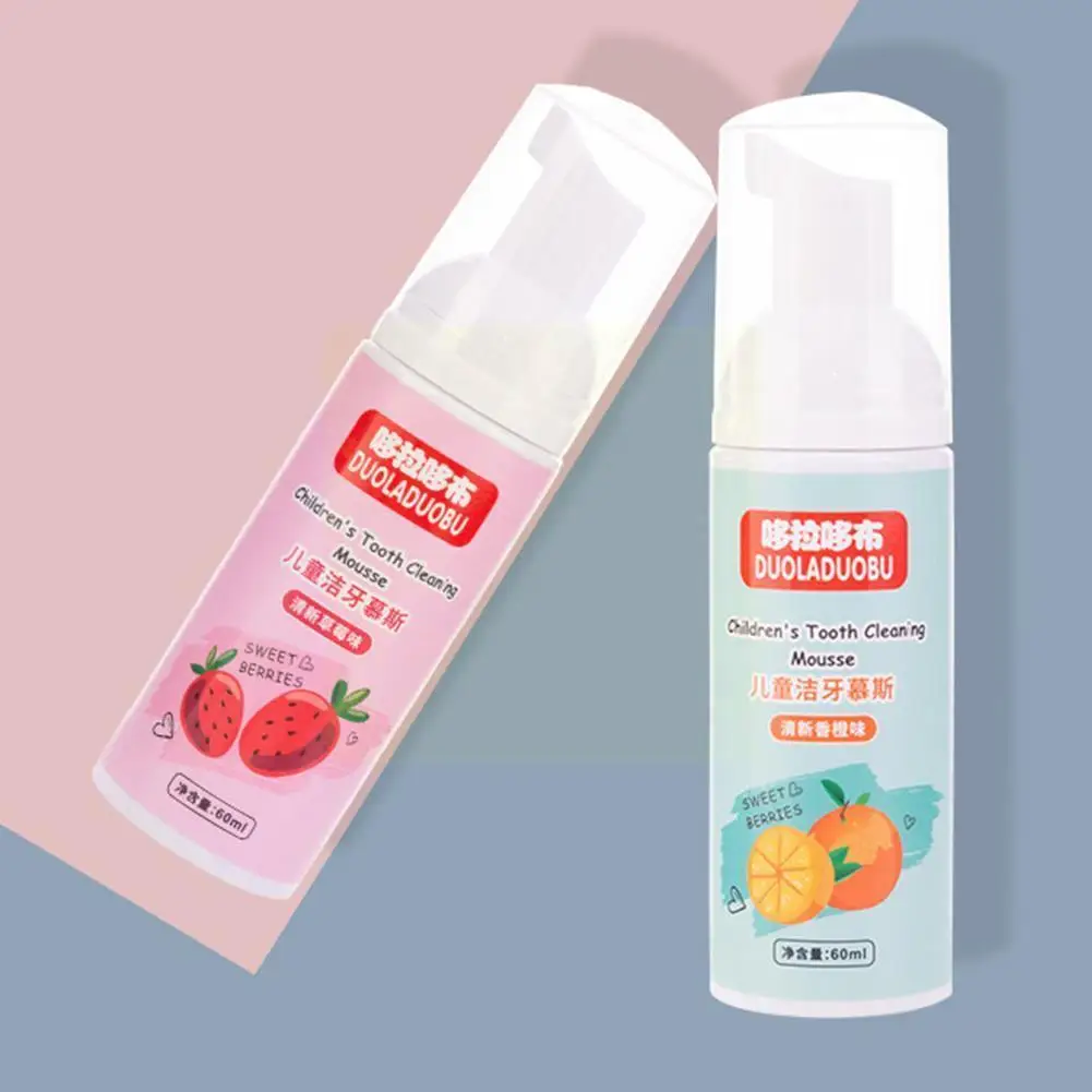 

60ml Children's Toothpaste Fruit Flavor Kids Mousse Toothpaste Teeth Keep Cleaning Bright Foam Care Teeth H3z0