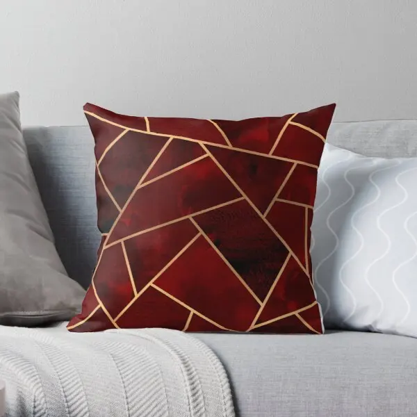 

Red Gold Geo Printing Throw Pillow Cover Hotel Fashion Bedroom Car Case Comfort Anime Home Bed Waist Pillows not include
